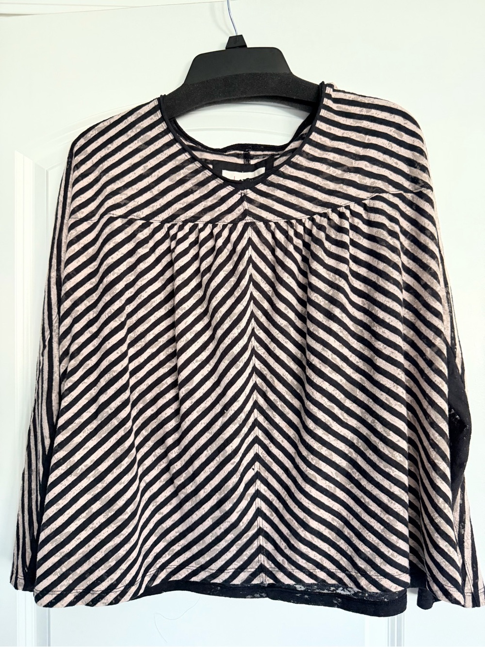 Anthropology Striped Scoop Neck Womens Top in Black and Cream